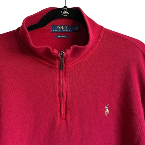 Polo Ralph Lauren 1/4 Zip Pullover Classic Wine Estate Rib Flesh Pony - Picture 2 of 10